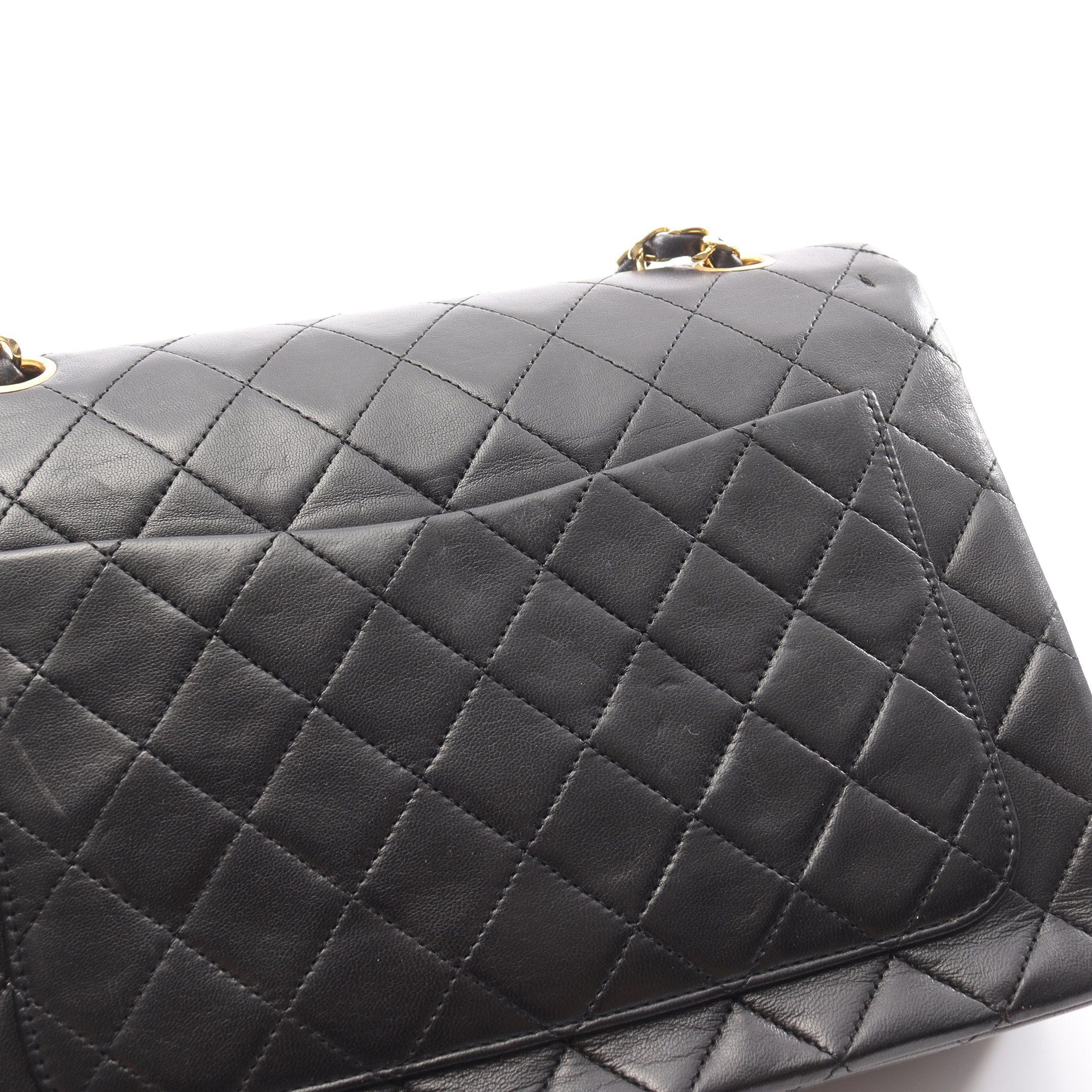 Chanel Chanel Matelasse Double Flap Chain Shoulder Bag Lambskin Black Gold Hardware Size ONE SIZE - 11 Thumbnail