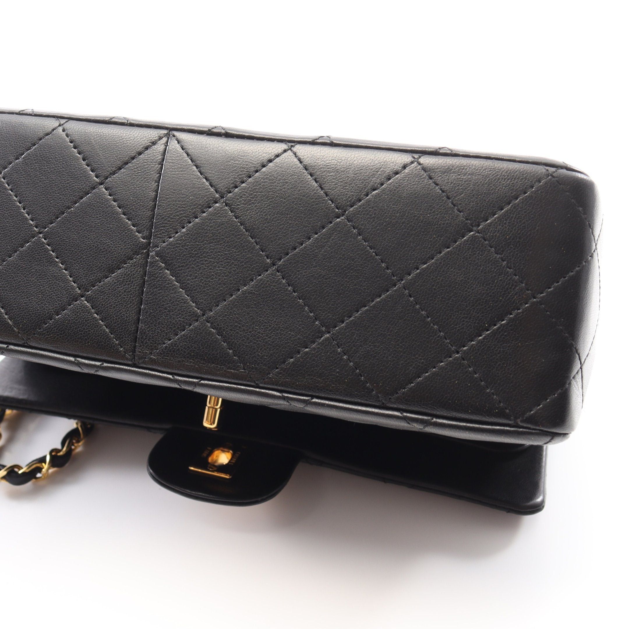 Chanel Chanel Matelasse Double Flap Chain Shoulder Bag Lambskin Black Gold Hardware Size ONE SIZE - 10 Thumbnail