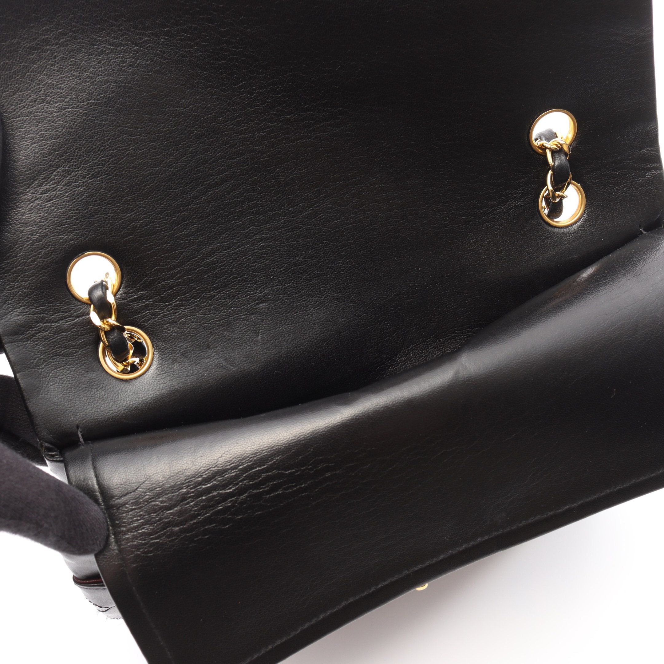Chanel Chanel Matelasse Double Flap Chain Shoulder Bag Lambskin Black Gold Hardware Size ONE SIZE - 8 Thumbnail