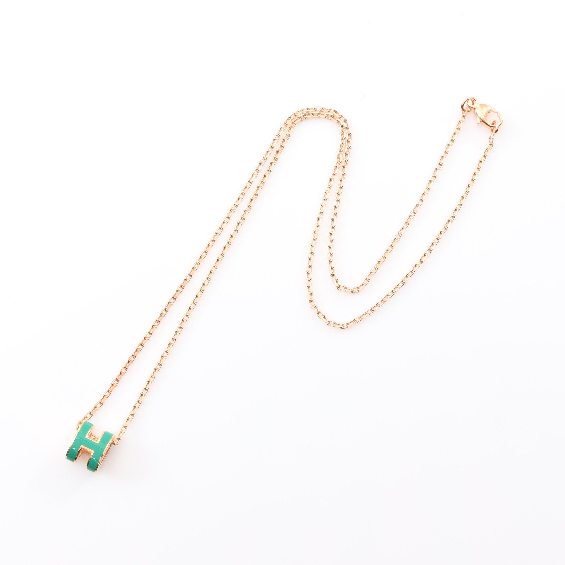 Hermes Hermes Mini Pop H Necklace Gp Pink Gold Green Size ONE SIZE - 2 Thumbnail