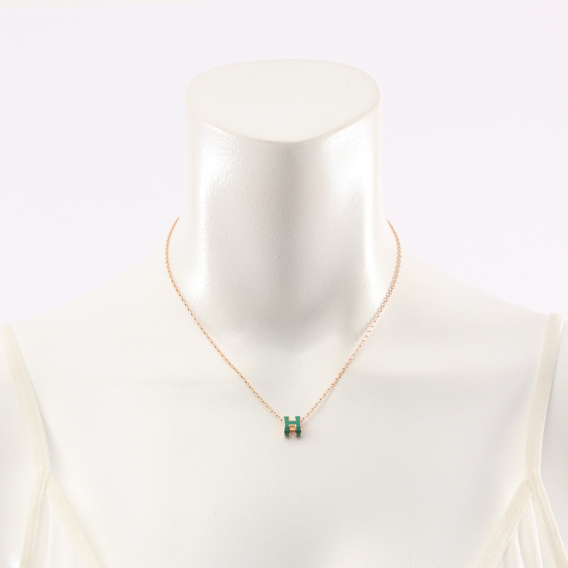 Hermes Hermes Mini Pop H Necklace Gp Pink Gold Green Size ONE SIZE - 5 Thumbnail