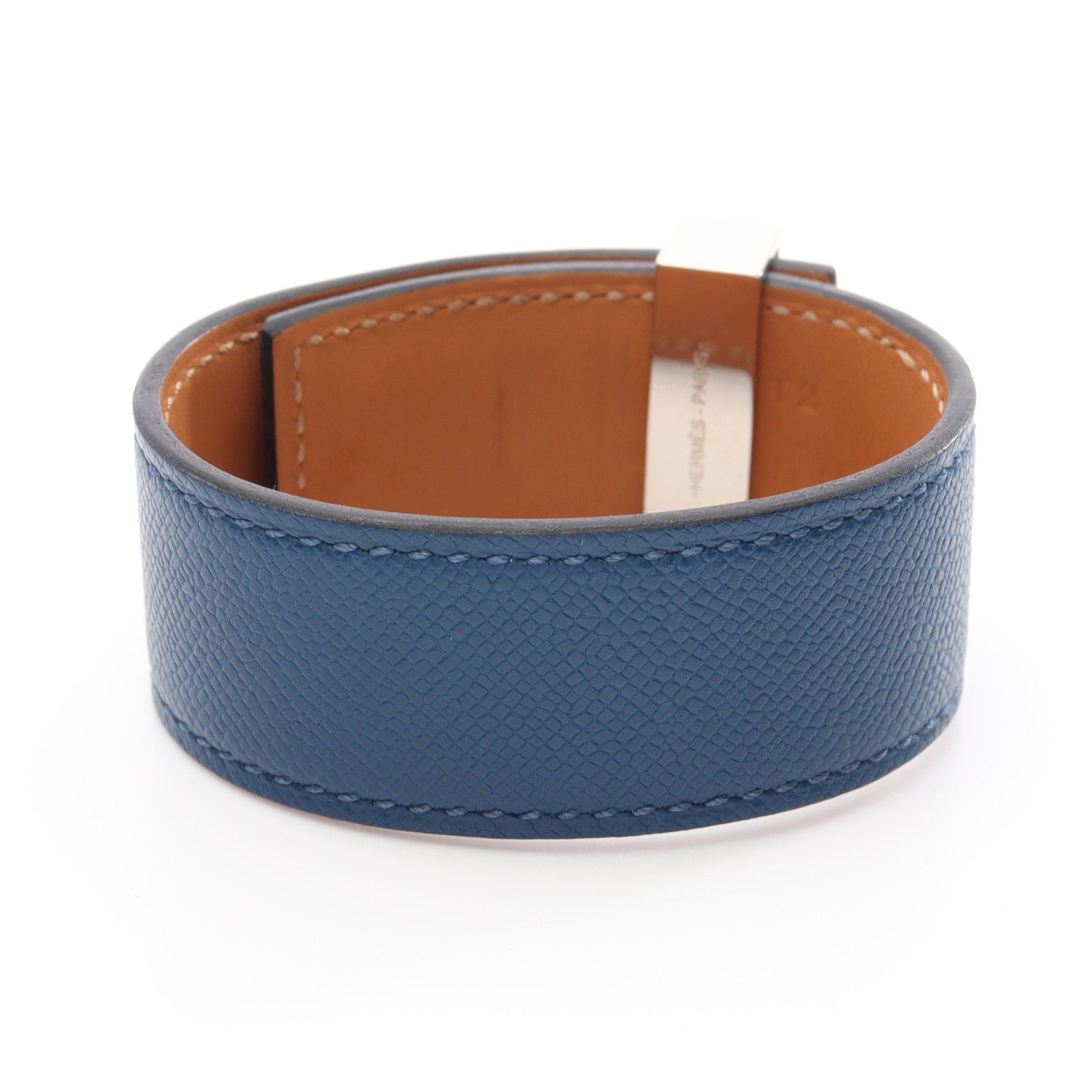 Hermes Hermes Corridian Bracelet Bangle Leather Dark Blue Silver D Stamp Size ONE SIZE - 2 Thumbnail