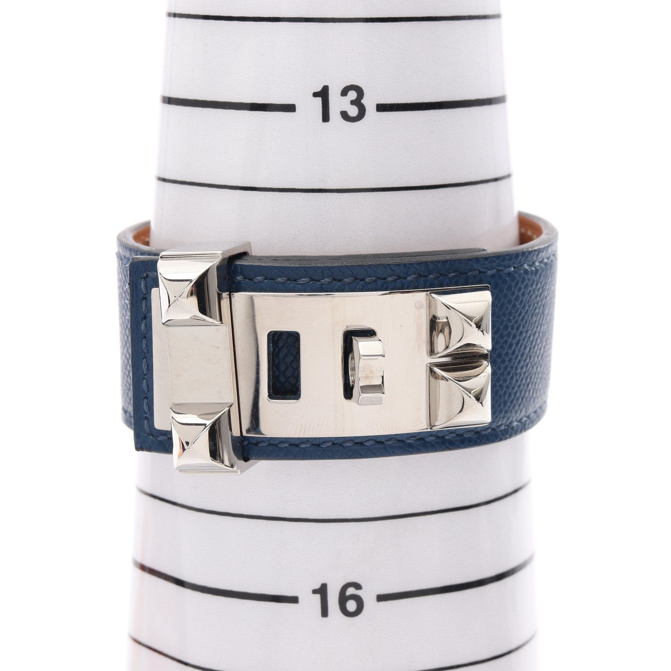 Hermes Hermes Corridian Bracelet Bangle Leather Dark Blue Silver D Stamp Size ONE SIZE - 6 Thumbnail