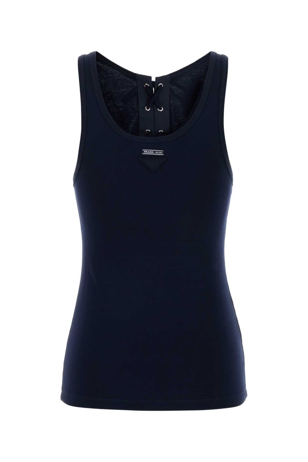 Prada Navy Blue Cotton Tank Top Size S / US 4 / IT 40 - 2 Thumbnail