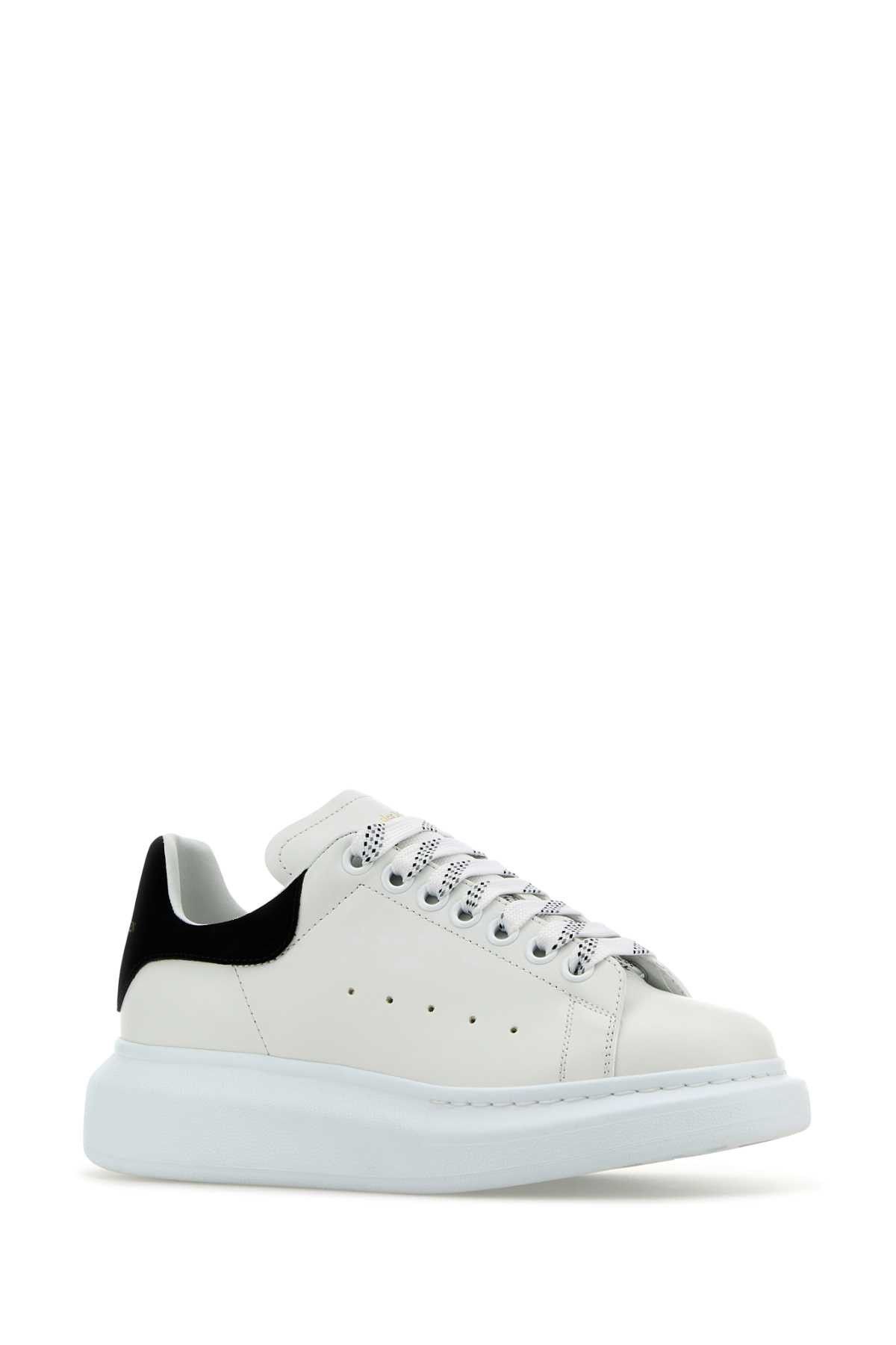 Alexander McQueen White Leather Sneakers With Black Suede Heel Size US 9 / IT 39 - 2 Thumbnail