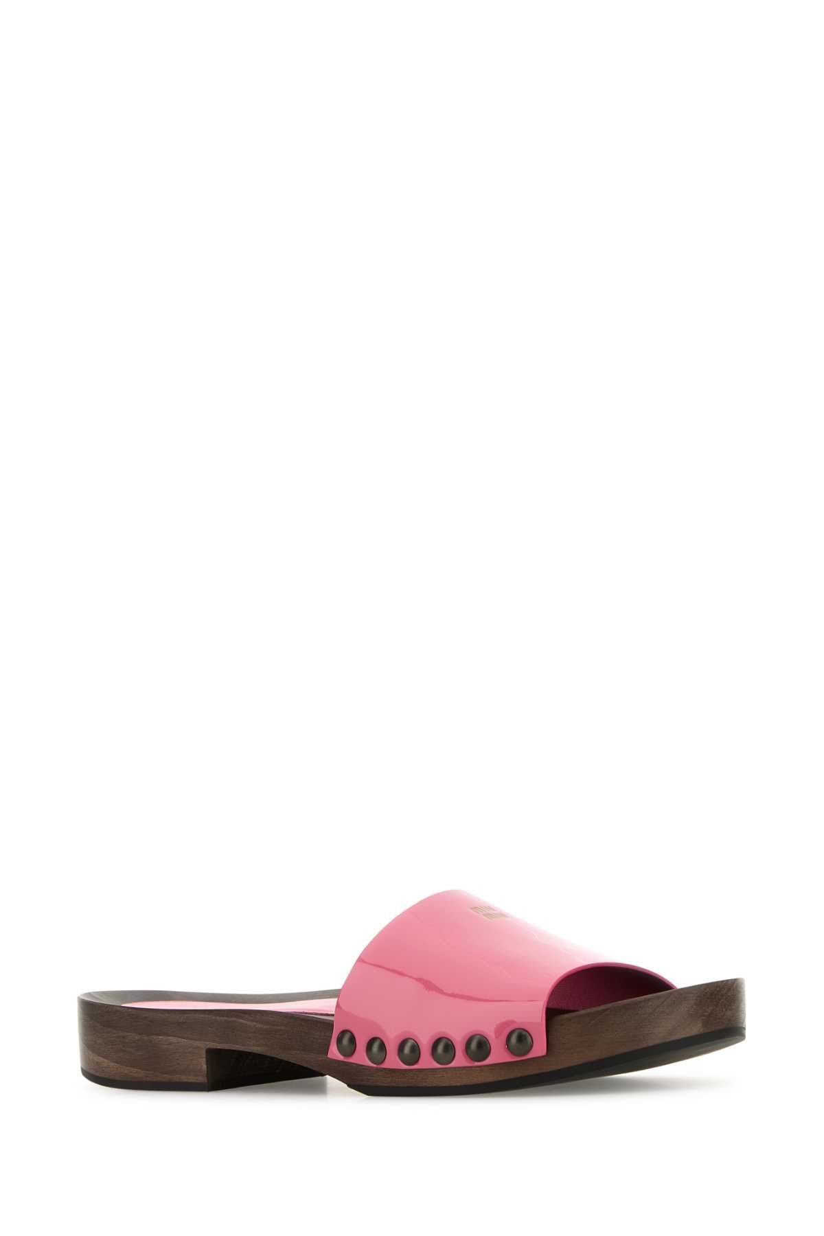 Miu Miu Fuchsia Leather Clogs Size US 11 / IT 41 - 2 Thumbnail