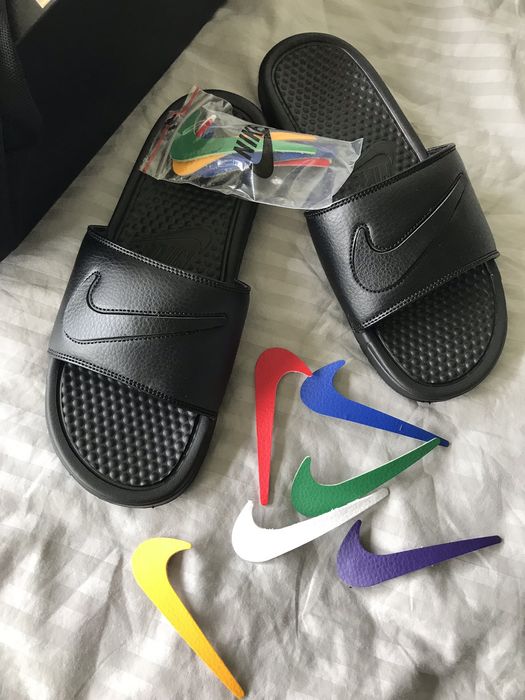 Nike benassi hotsell slides removable swoosh