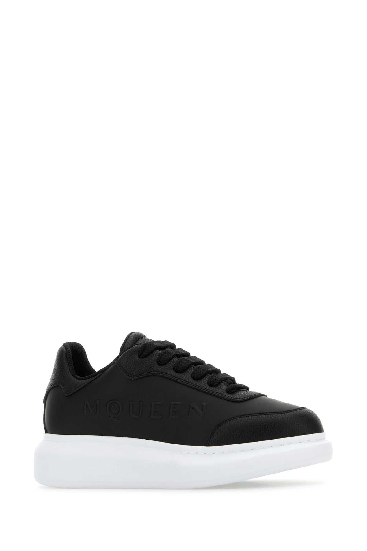Alexander McQueen Black Leather Sneakers With Black Leather Heel Size US 6.5 / IT 36.5 - 2 Thumbnail