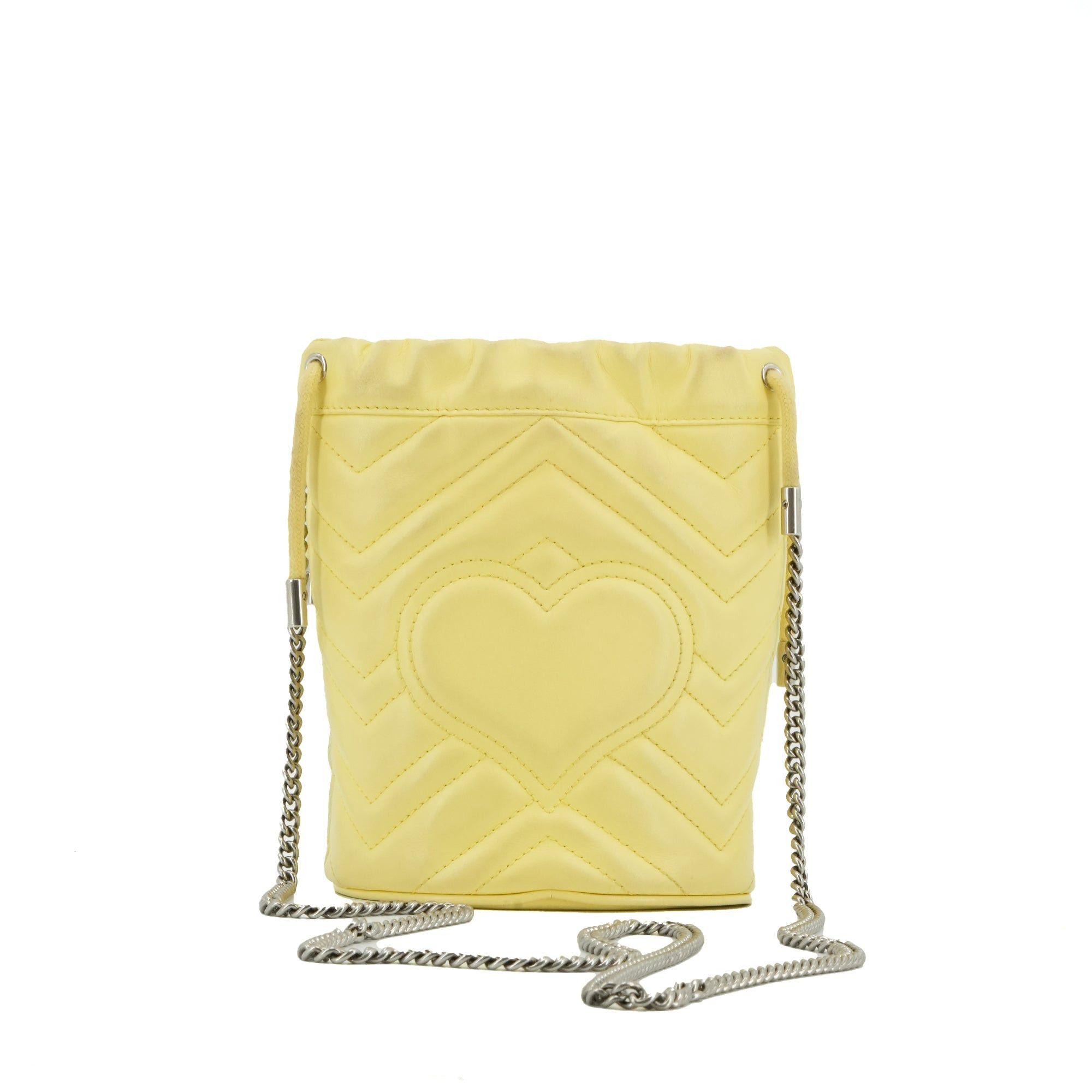 Gucci GUCCI - Gucci GG Marmont Quilted Bucket Shoulder Bag in Pastel Yellow Leather Size ONE SIZE - 3 Thumbnail
