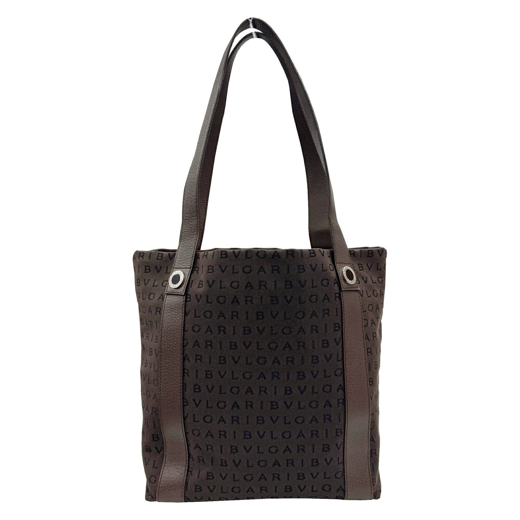 Bvlgari Bvlgari Mania Tote Bag Brown Canvas Leather Women's Size ONE SIZE - 2 Thumbnail