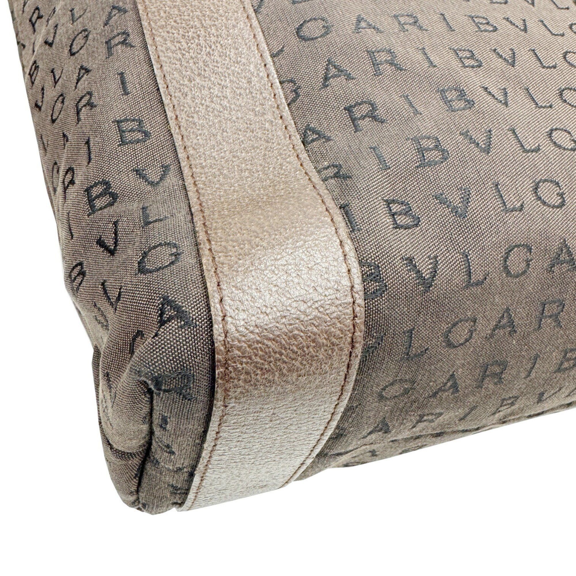 Bvlgari Bvlgari Mania Tote Bag Brown Canvas Leather Women's Size ONE SIZE - 4 Thumbnail