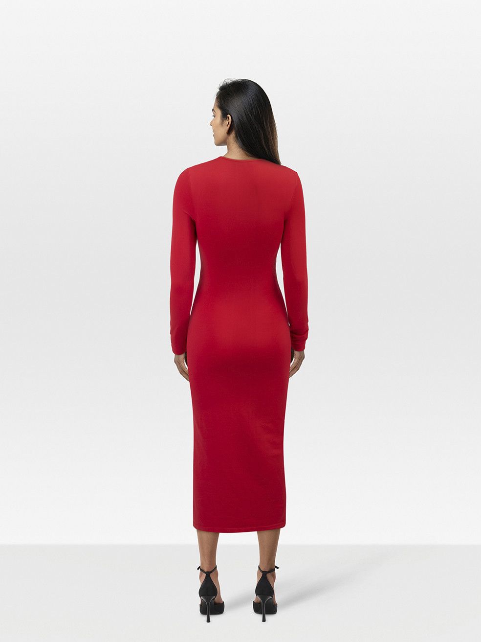 House of CB Red Long Sleeve Bodycon Dress Size S / US 4 / IT 40 - 2 Thumbnail