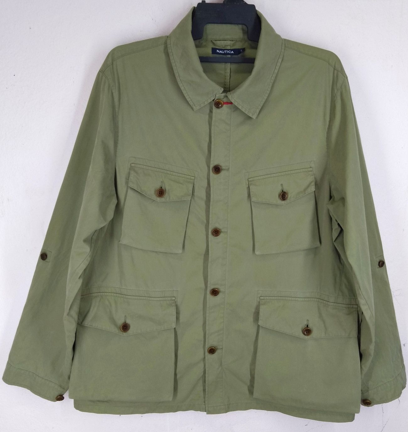 Nautica Vintage NAUTICA Green Army Zipper & Button Down Multi Pocket ...