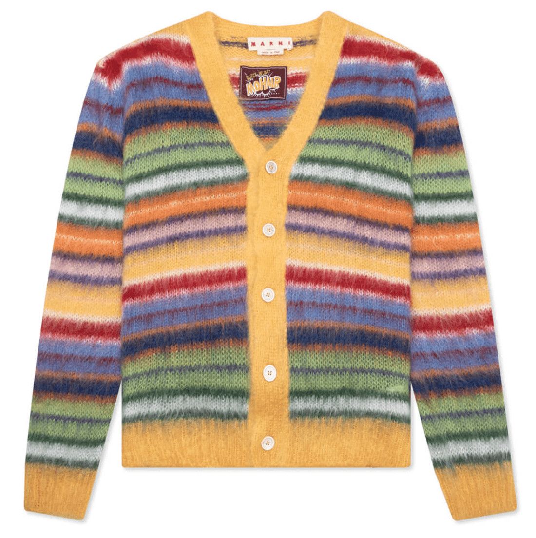 Striped Mohair Cardigan Yellow Multi