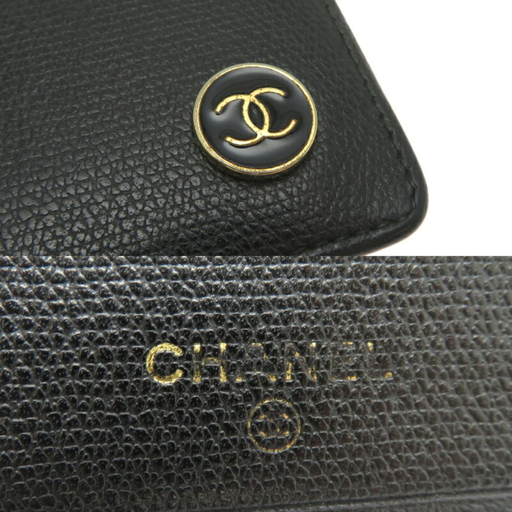 Chanel Chanel Compact Wallet Women's Bi-fold Leather Black Size ONE SIZE - 7 Thumbnail