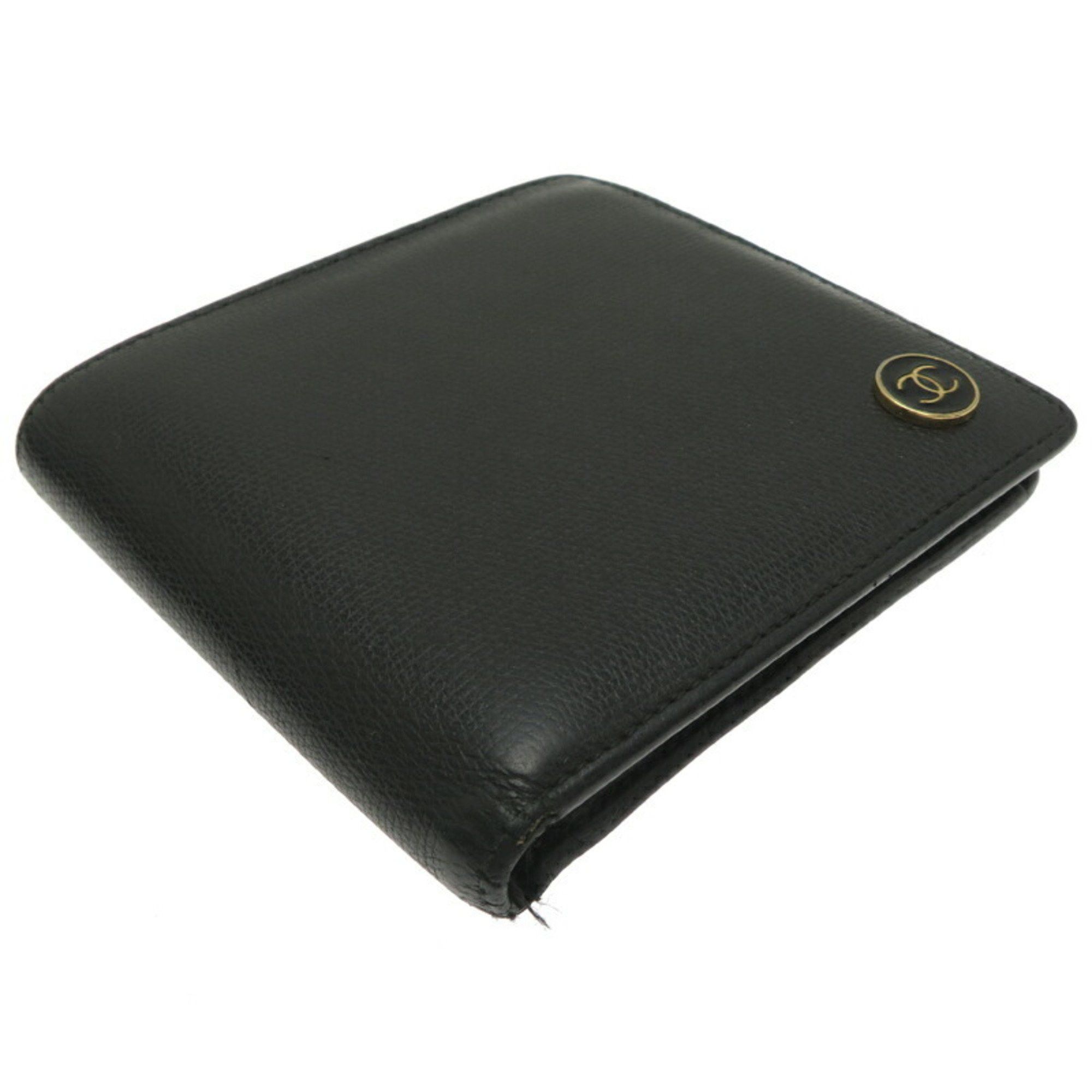 Chanel Chanel Compact Wallet Women's Bi-fold Leather Black Size ONE SIZE - 3 Thumbnail
