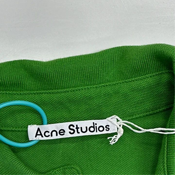 Acne Studios Acne Studios Green Logo Embroidered Polo Shirt Size US S / EU 44-46 / 1 - 3 Thumbnail