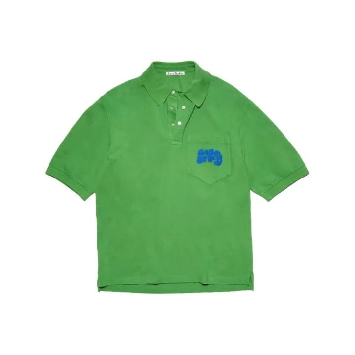 Acne Studios Acne Studios Green Logo Embroidered Polo Shirt Size US S / EU 44-46 / 1 - 2 Thumbnail