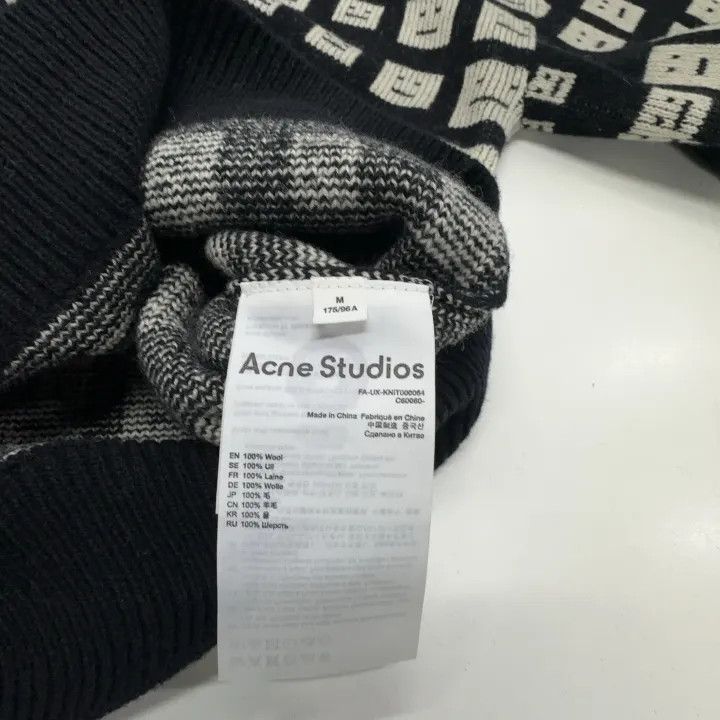 Acne Studios Black Knit Sweater with Smiley Pattern
