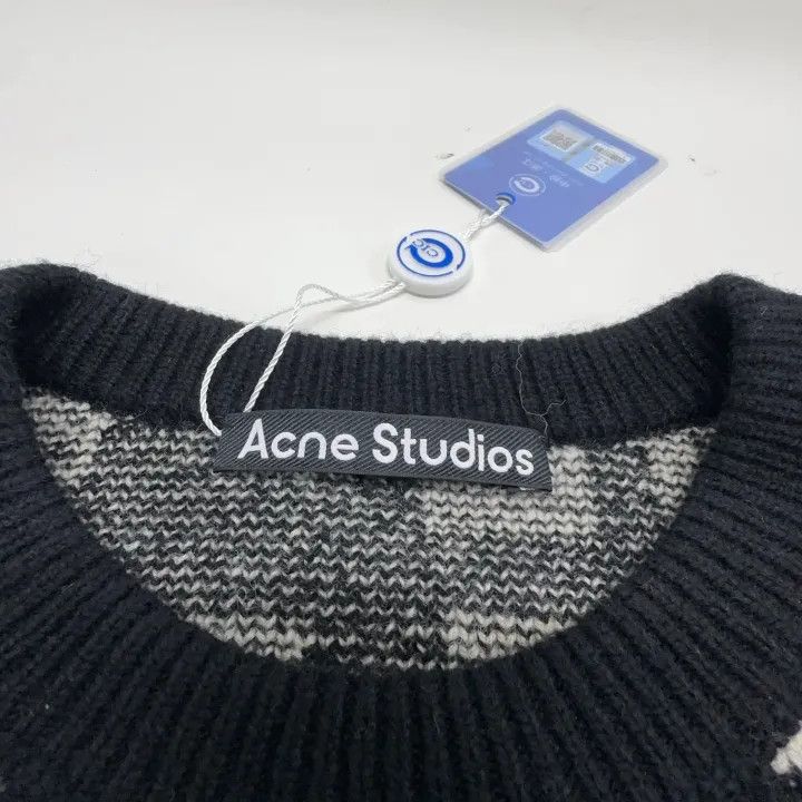 Acne Studios Black Knit Sweater with Smiley Pattern
