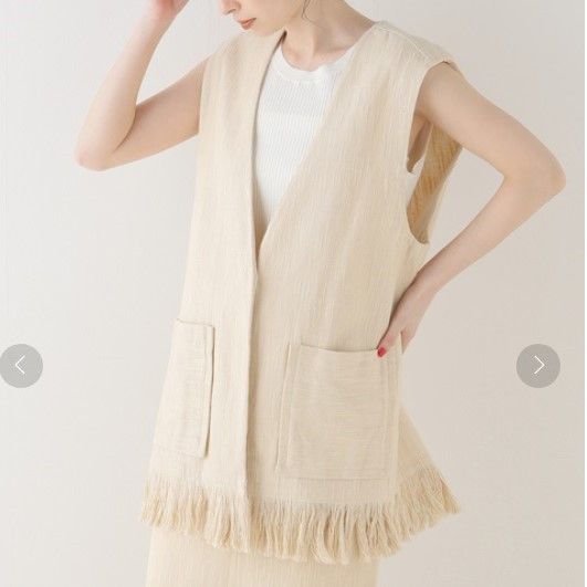 Other Other sara mallika FRINGE GILET Cotton Gilet Cotton Tops 020931SL3 DUTY FREE for USA Size ONE SIZE - 3 Thumbnail