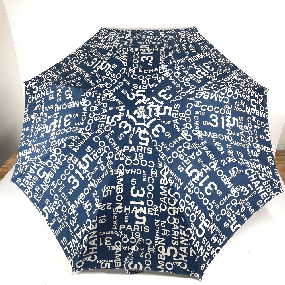 Chanel Chanel Bi-Chi Line Paraplui Umbrella Folding One Touch With Pouch Cotton Women Navy Size ONE SIZE - 5 Thumbnail
