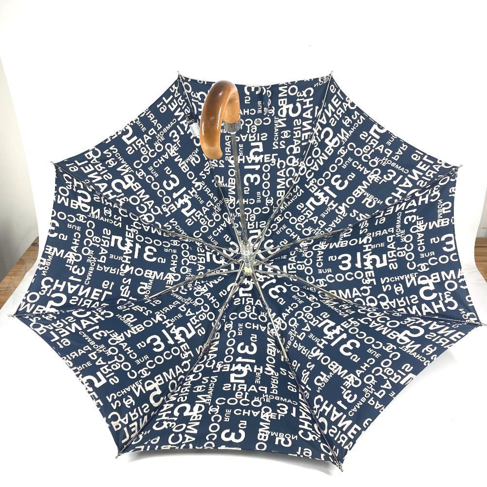 Chanel Chanel Bi-Chi Line Paraplui Umbrella Folding One Touch With Pouch Cotton Women Navy Size ONE SIZE - 9 Thumbnail