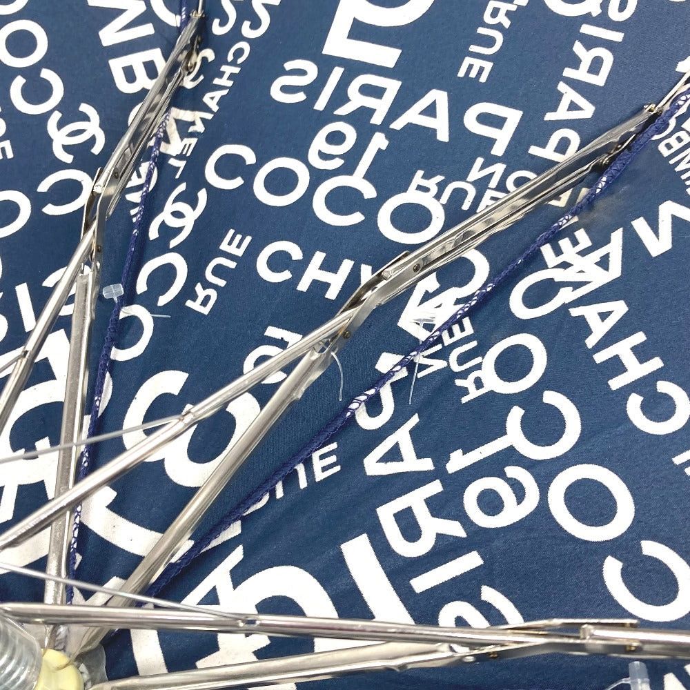 Chanel Chanel Bi-Chi Line Paraplui Umbrella Folding One Touch With Pouch Cotton Women Navy Size ONE SIZE - 11 Thumbnail