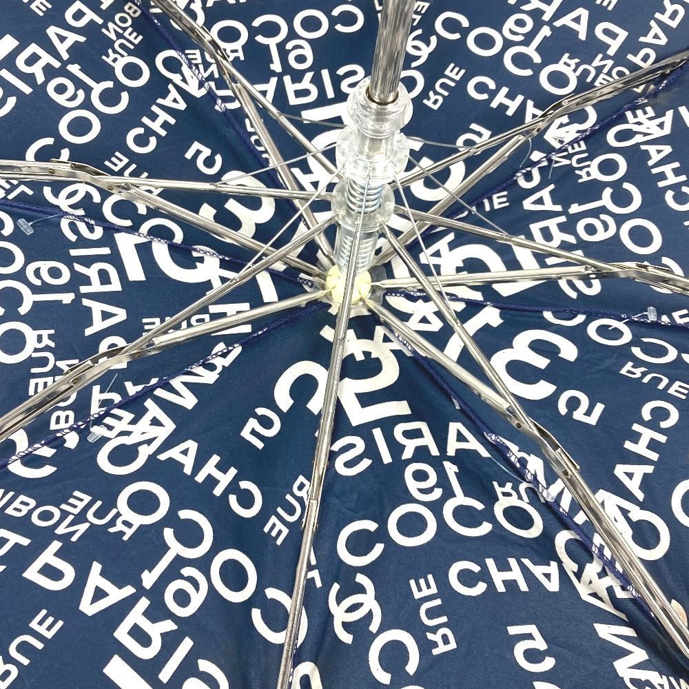 Chanel Chanel Bi-Chi Line Paraplui Umbrella Folding One Touch With Pouch Cotton Women Navy Size ONE SIZE - 10 Thumbnail