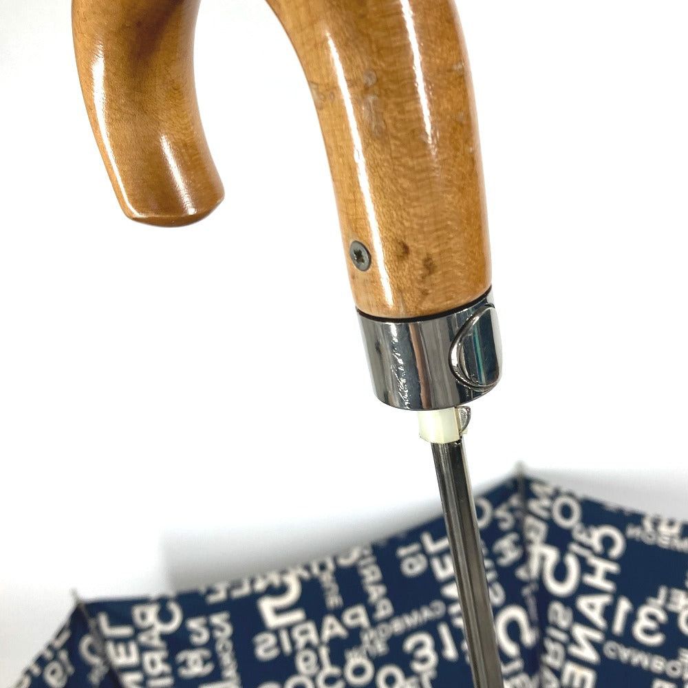 Chanel Chanel Bi-Chi Line Paraplui Umbrella Folding One Touch With Pouch Cotton Women Navy Size ONE SIZE - 14 Thumbnail