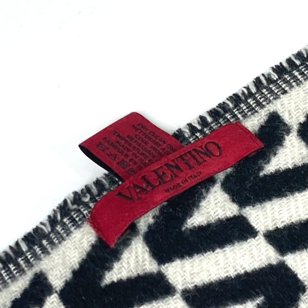 Valentino Valentino Logo Fringe Bicolor Scarf Cashmere Unisex Black Size ONE SIZE - 3 Thumbnail