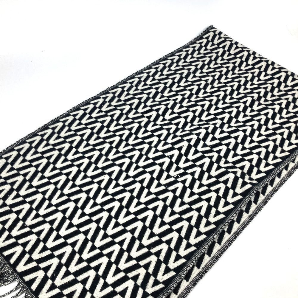 Valentino Valentino Logo Fringe Bicolor Scarf Cashmere Unisex Black Size ONE SIZE - 4 Thumbnail