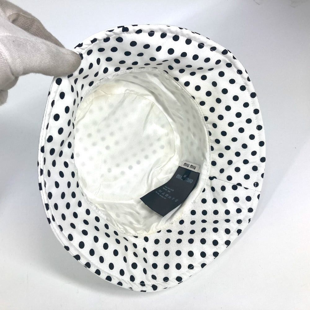 Miu Miu Miumiu 5Hc196 Dot Polka Dots Logo Hat Chapeau Bucket Bob Polyamide Women White Size ONE SIZE - 10 Thumbnail