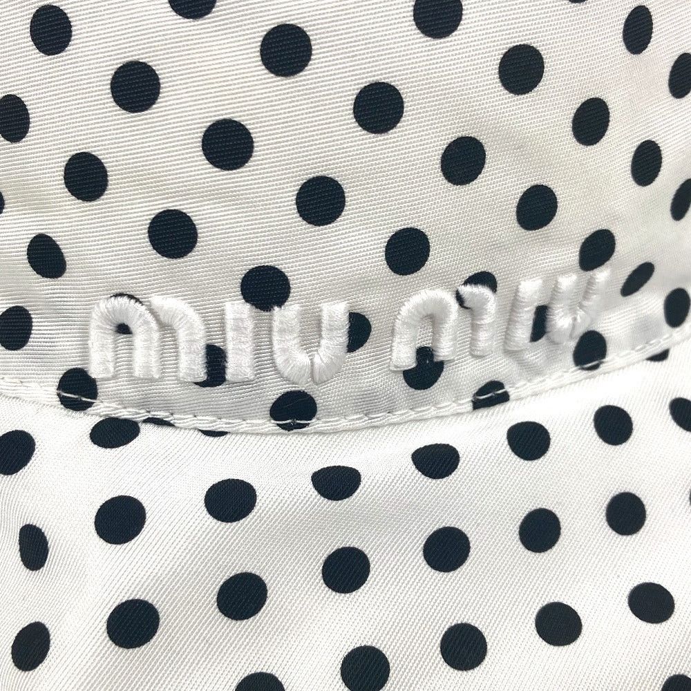 Miu Miu Miumiu 5Hc196 Dot Polka Dots Logo Hat Chapeau Bucket Bob Polyamide Women White Size ONE SIZE - 8 Thumbnail