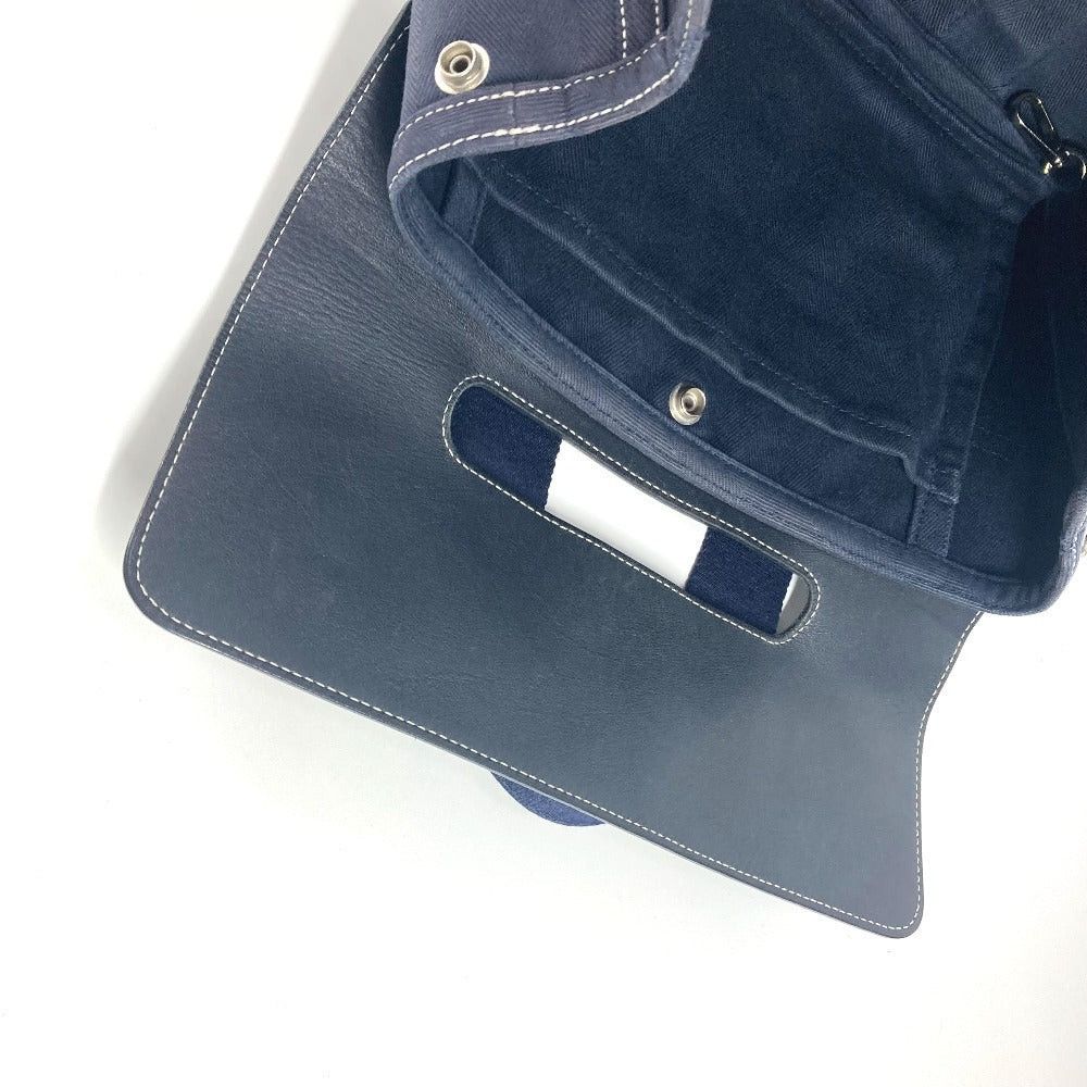 Hermes Hermes Valparaiso Pm Briefcase Tote Bag Flap Handbag Leather/Canvas Unisex Navy Size ONE SIZE - 11 Thumbnail