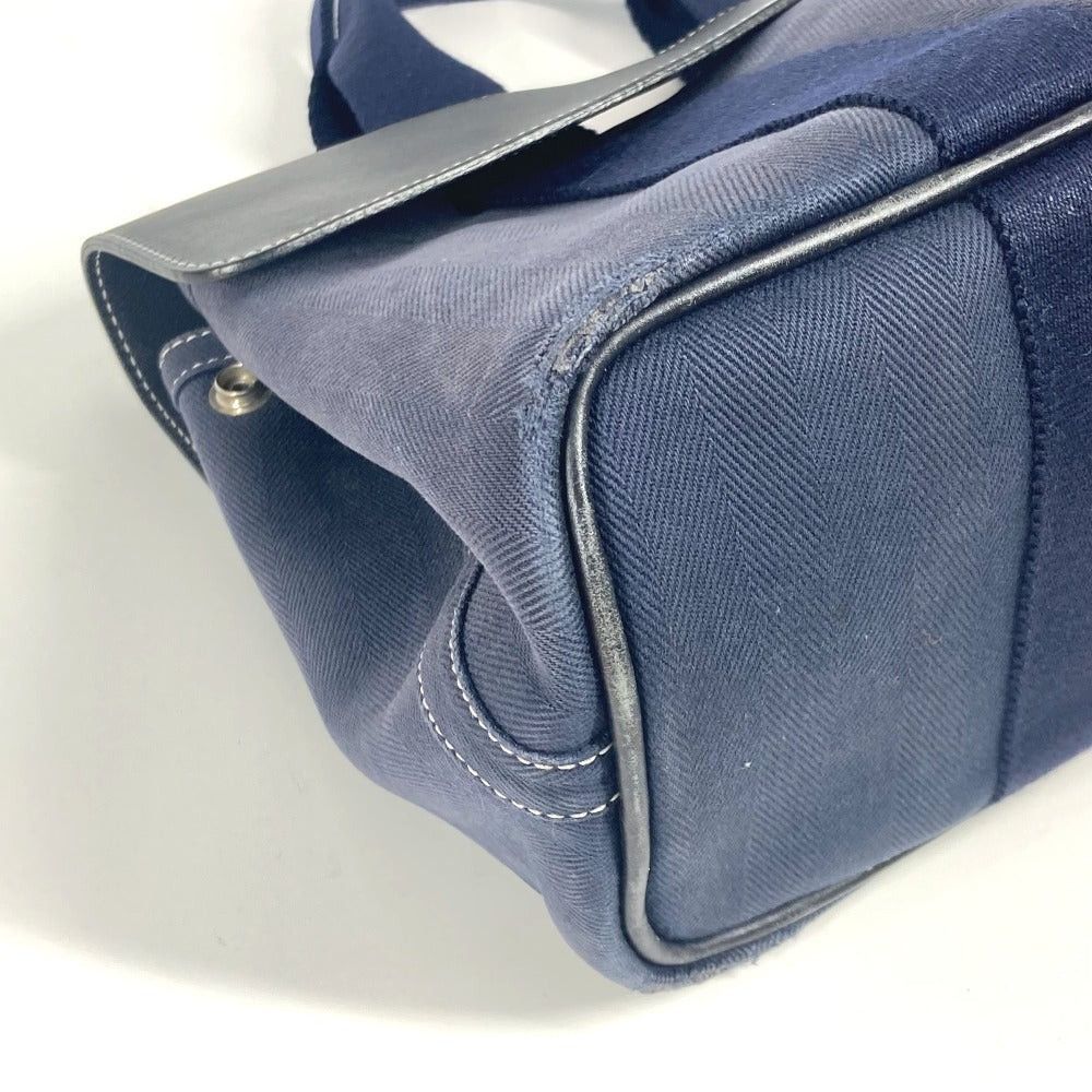 Hermes Hermes Valparaiso Pm Briefcase Tote Bag Flap Handbag Leather/Canvas Unisex Navy Size ONE SIZE - 7 Thumbnail