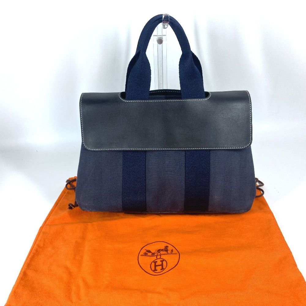 Hermes Hermes Valparaiso Pm Briefcase Tote Bag Flap Handbag Leather/Canvas Unisex Navy Size ONE SIZE - 12 Thumbnail