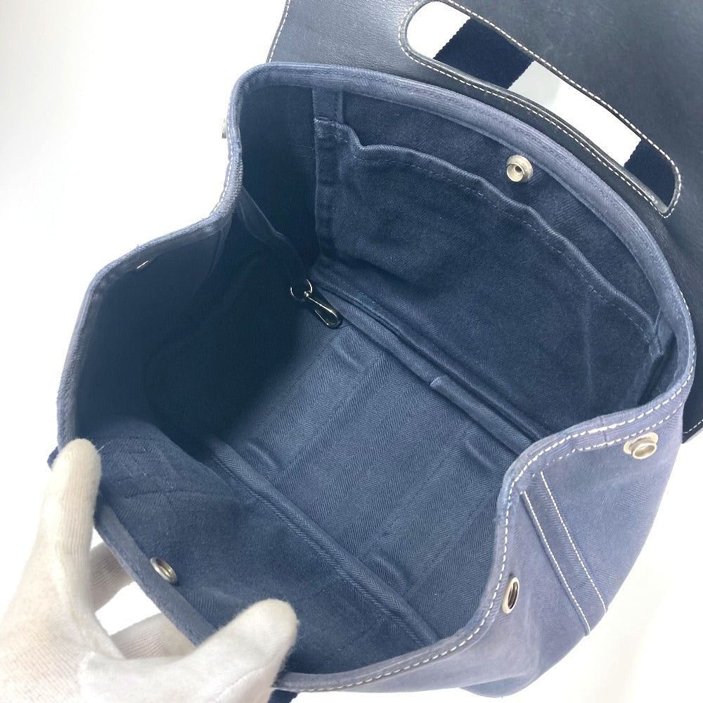 Hermes Hermes Valparaiso Pm Briefcase Tote Bag Flap Handbag Leather/Canvas Unisex Navy Size ONE SIZE - 9 Thumbnail