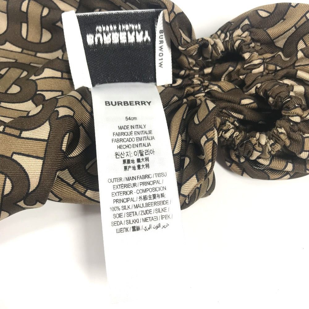 Burberry Burberry 8018660 Monogram Tb Logo Hair Accessory Scarf Chignonette Scrunchie Silk Women Brown Size ONE SIZE - 6 Thumbnail