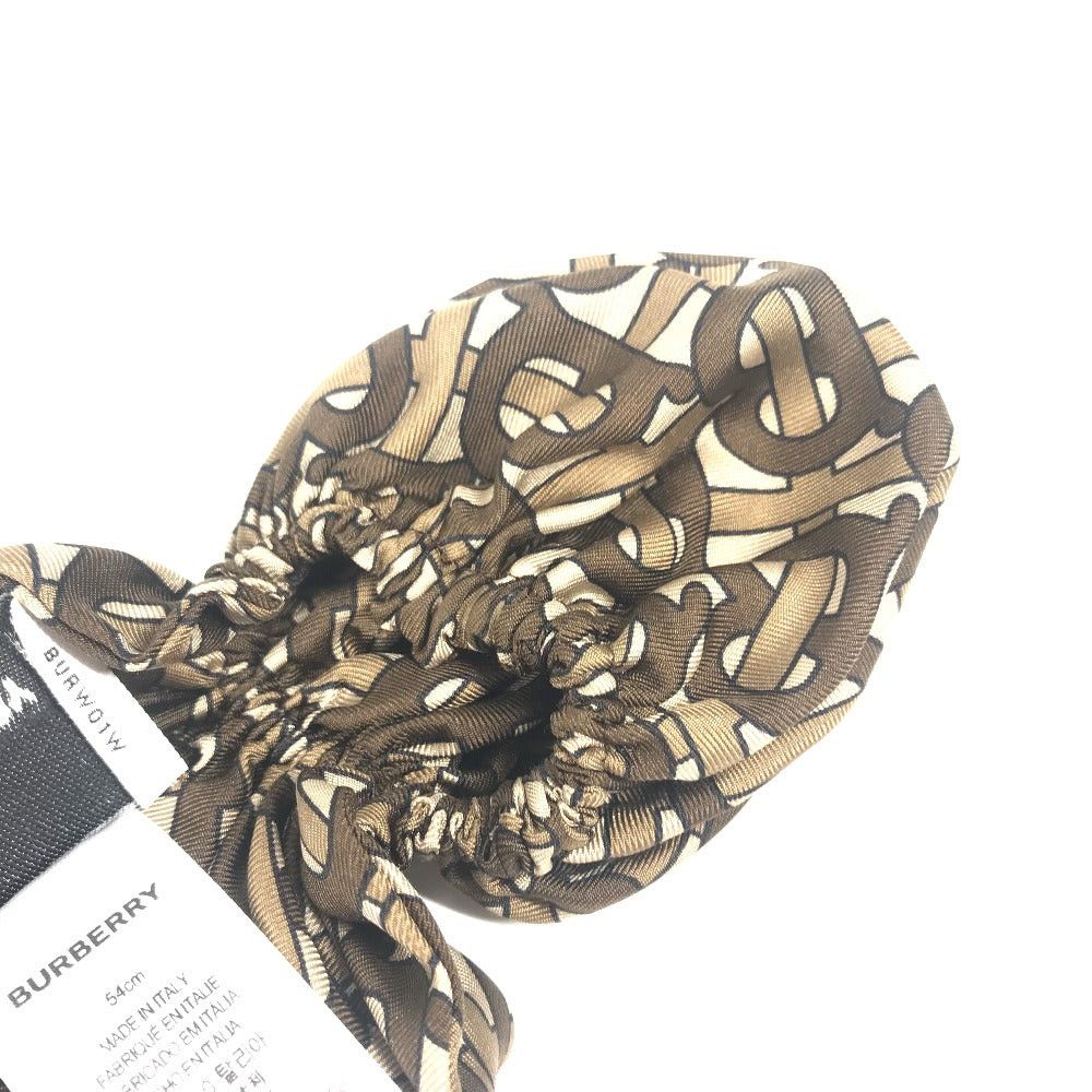 Burberry Burberry 8018660 Monogram Tb Logo Hair Accessory Scarf Chignonette Scrunchie Silk Women Brown Size ONE SIZE - 4 Thumbnail