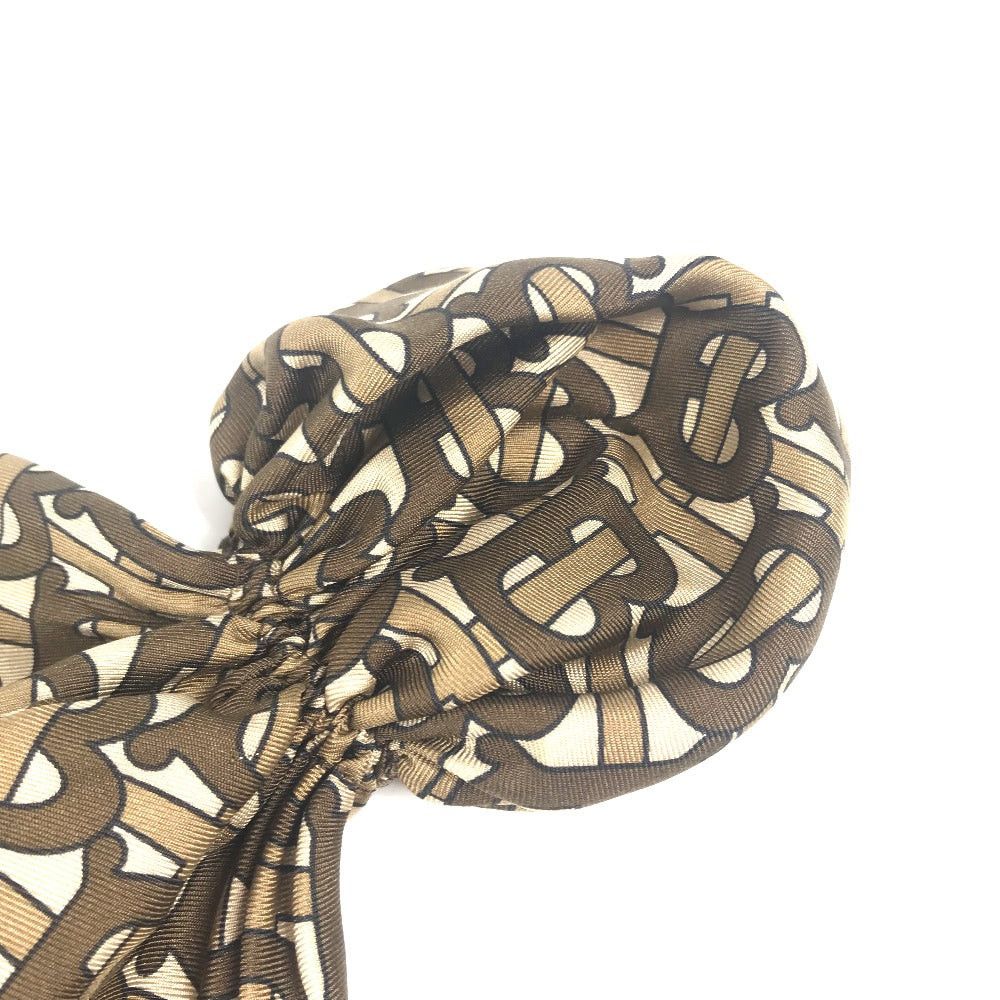 Burberry Burberry 8018660 Monogram Tb Logo Hair Accessory Scarf Chignonette Scrunchie Silk Women Brown Size ONE SIZE - 3 Thumbnail