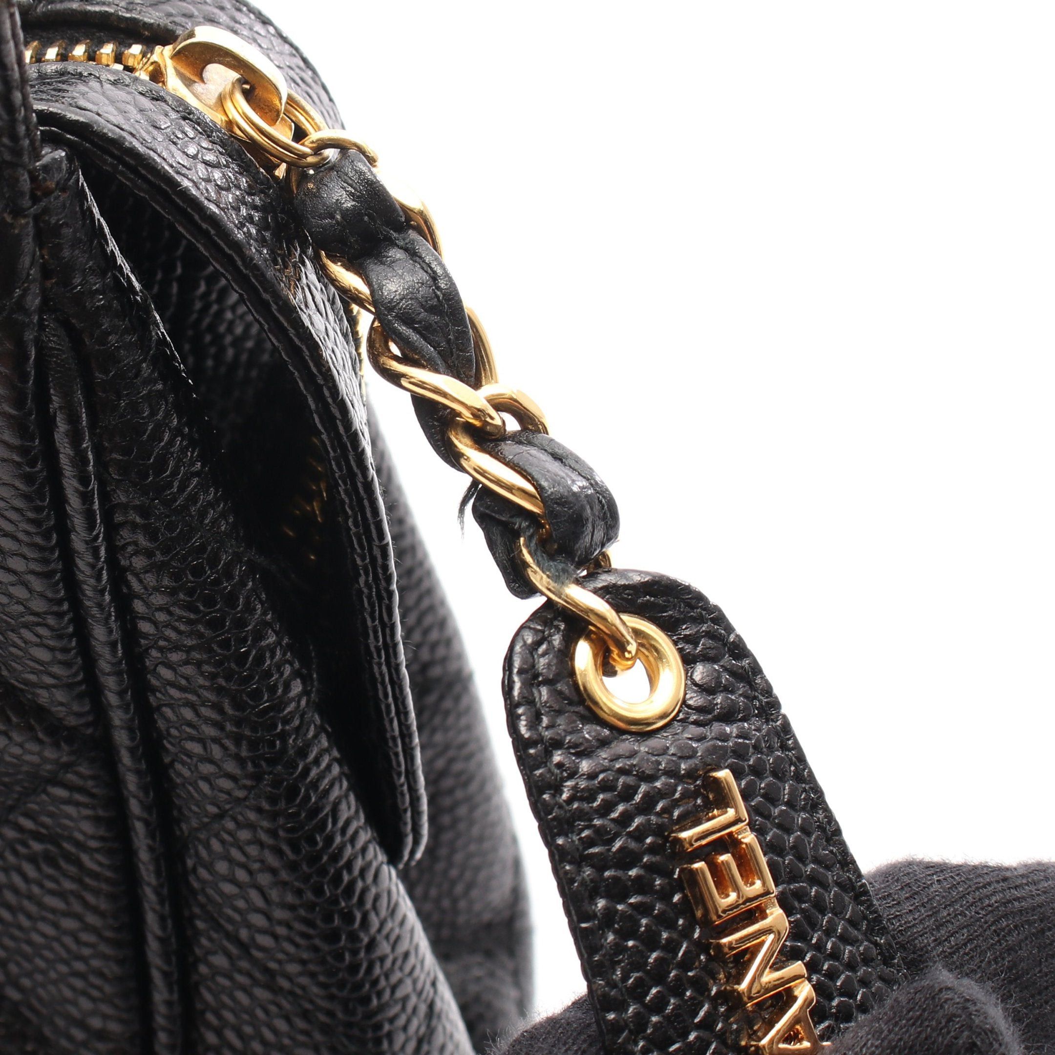 Chanel Chanel Matelasse Chain Handbag Tote Bag Caviar Skin Black Gold Hardware Size ONE SIZE - 11 Thumbnail
