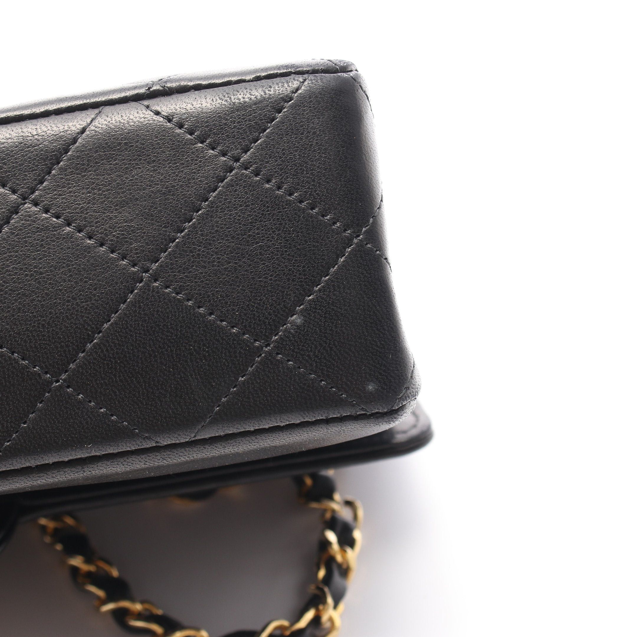 Chanel Chanel Matelasse Single Flap Chain Shoulder Bag Lambskin Black Gold Hardware Size ONE SIZE - 10 Thumbnail