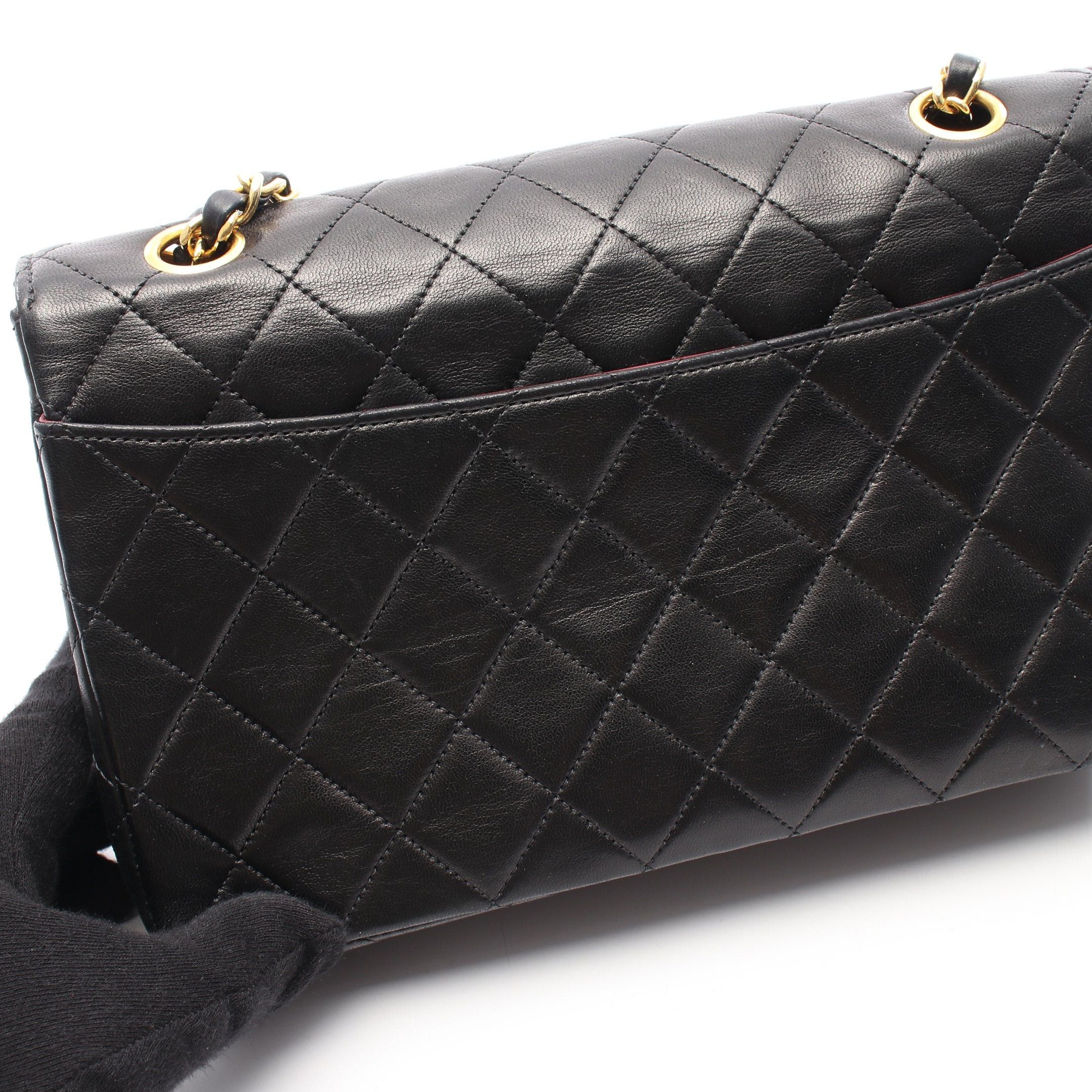Chanel Chanel Matelasse Single Flap Chain Shoulder Bag Lambskin Black Gold Hardware Size ONE SIZE - 9 Thumbnail