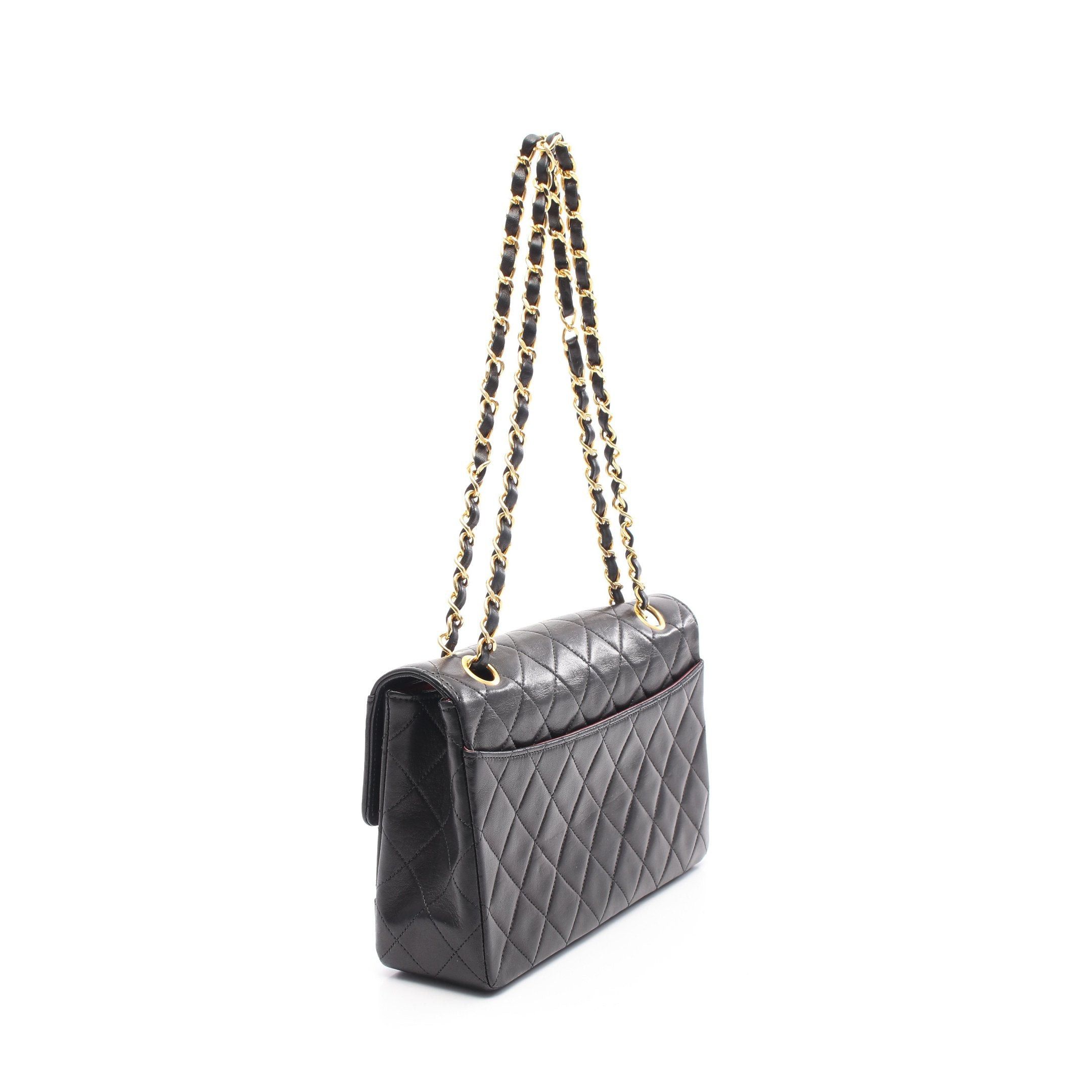 Chanel Chanel Matelasse Single Flap Chain Shoulder Bag Lambskin Black Gold Hardware Size ONE SIZE - 2 Thumbnail