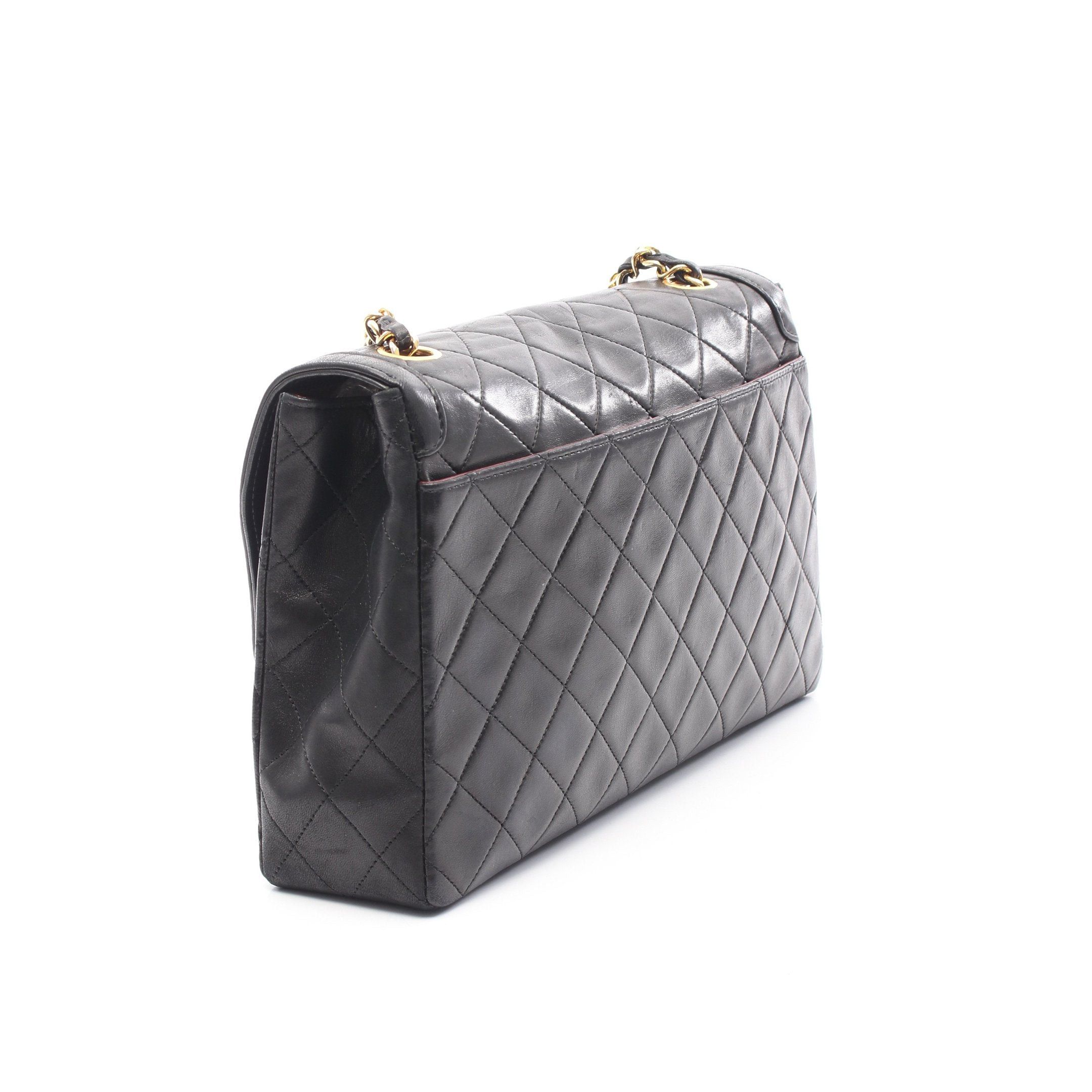 Chanel Chanel Matelasse Single Flap Chain Shoulder Bag Lambskin Black Gold Hardware Size ONE SIZE - 2 Thumbnail