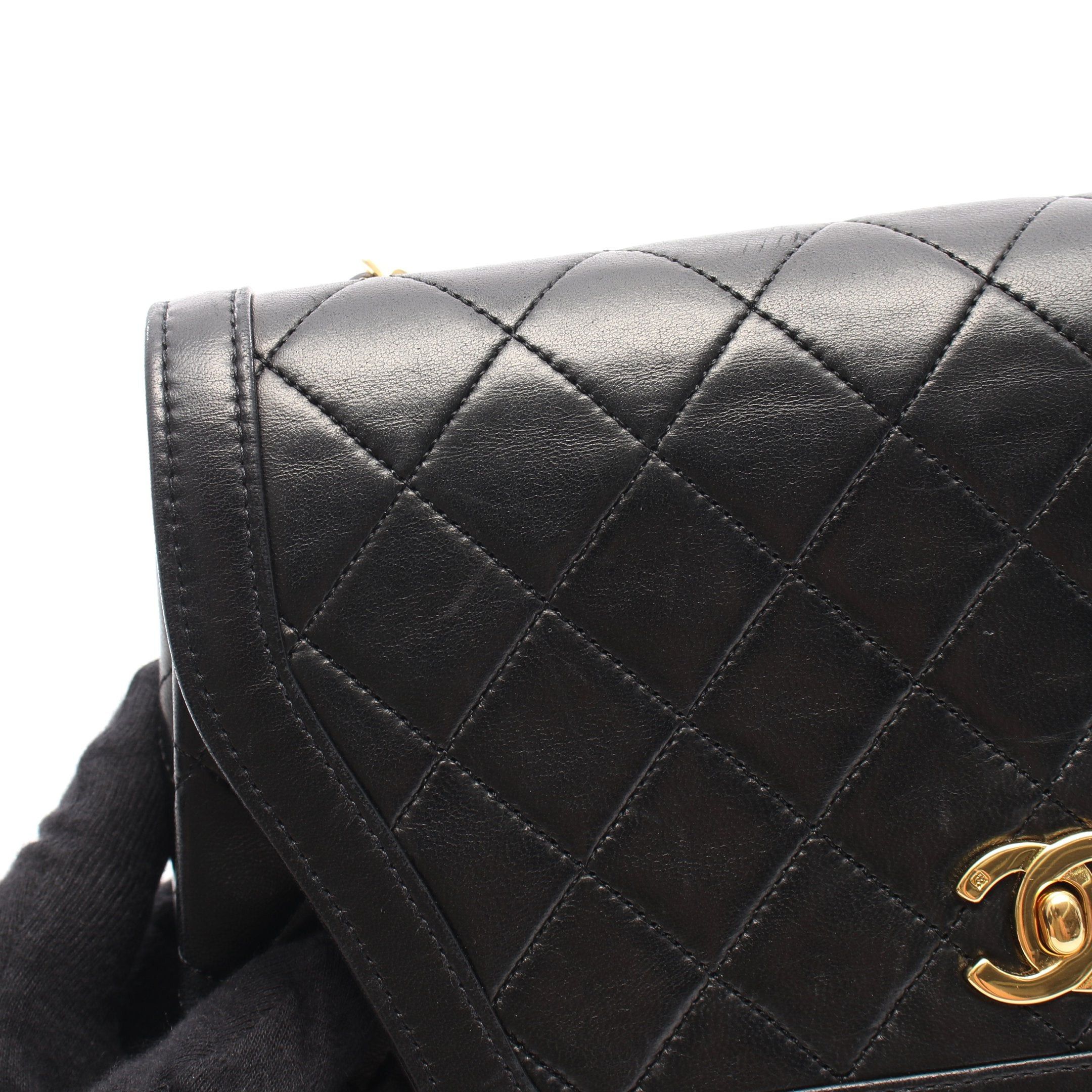 Chanel Chanel Matelasse Single Flap Chain Shoulder Bag Lambskin Black Gold Hardware Size ONE SIZE - 10 Thumbnail