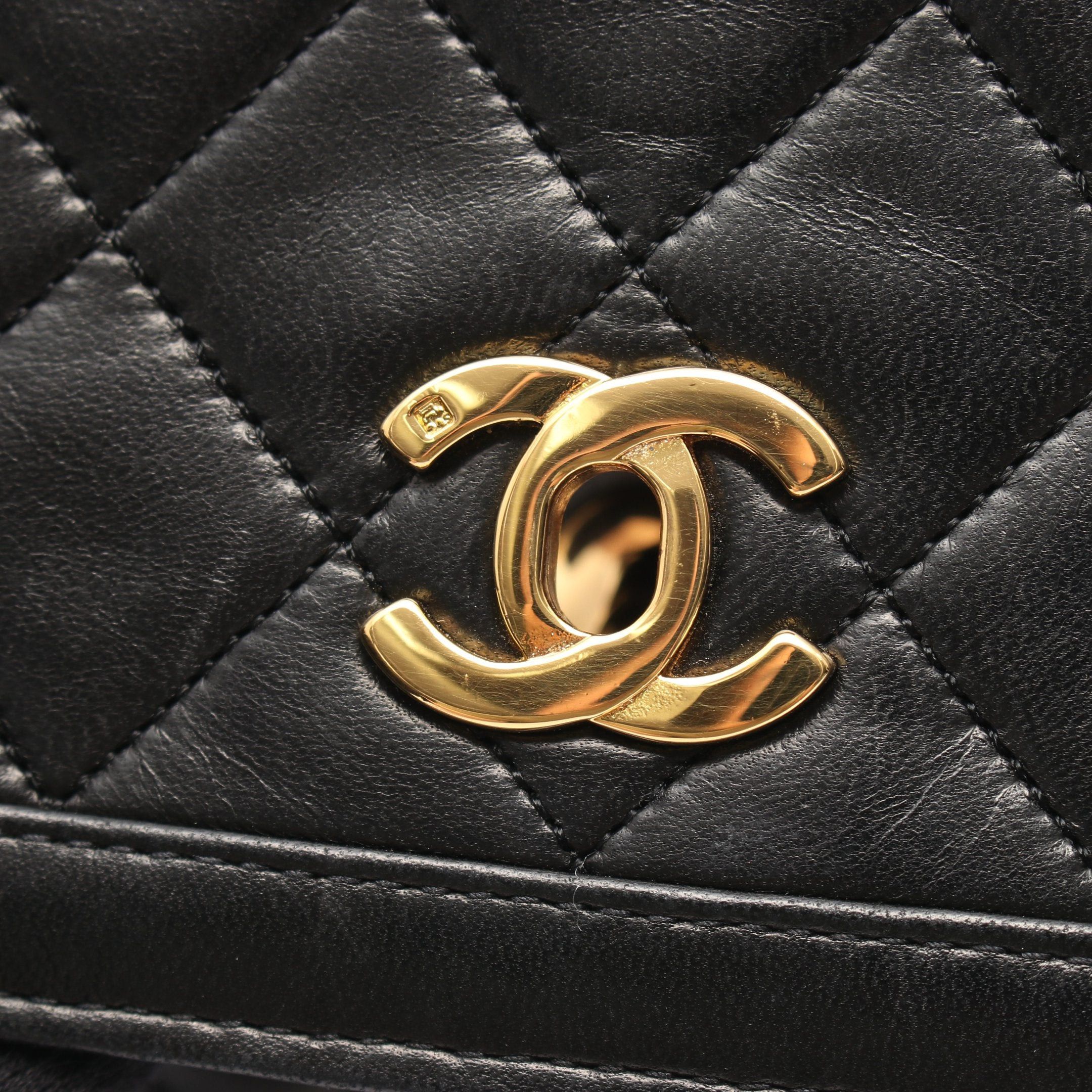Chanel Chanel Matelasse Single Flap Chain Shoulder Bag Lambskin Black Gold Hardware Size ONE SIZE - 7 Thumbnail