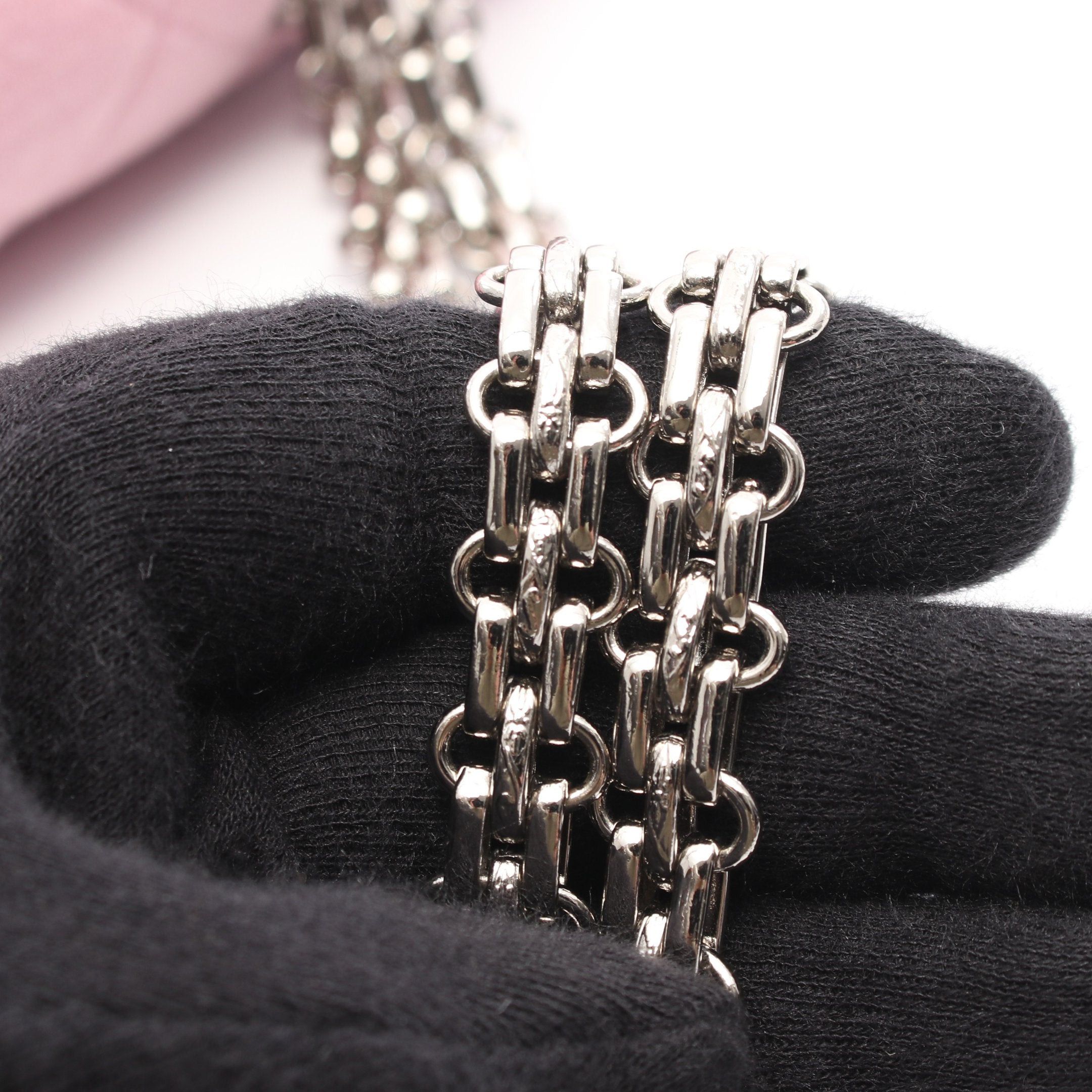 Chanel Chanel Matelasse Double Flap Double Chain Shoulder Bag Cotton Pink Silver Hardware Size ONE SIZE - 9 Thumbnail