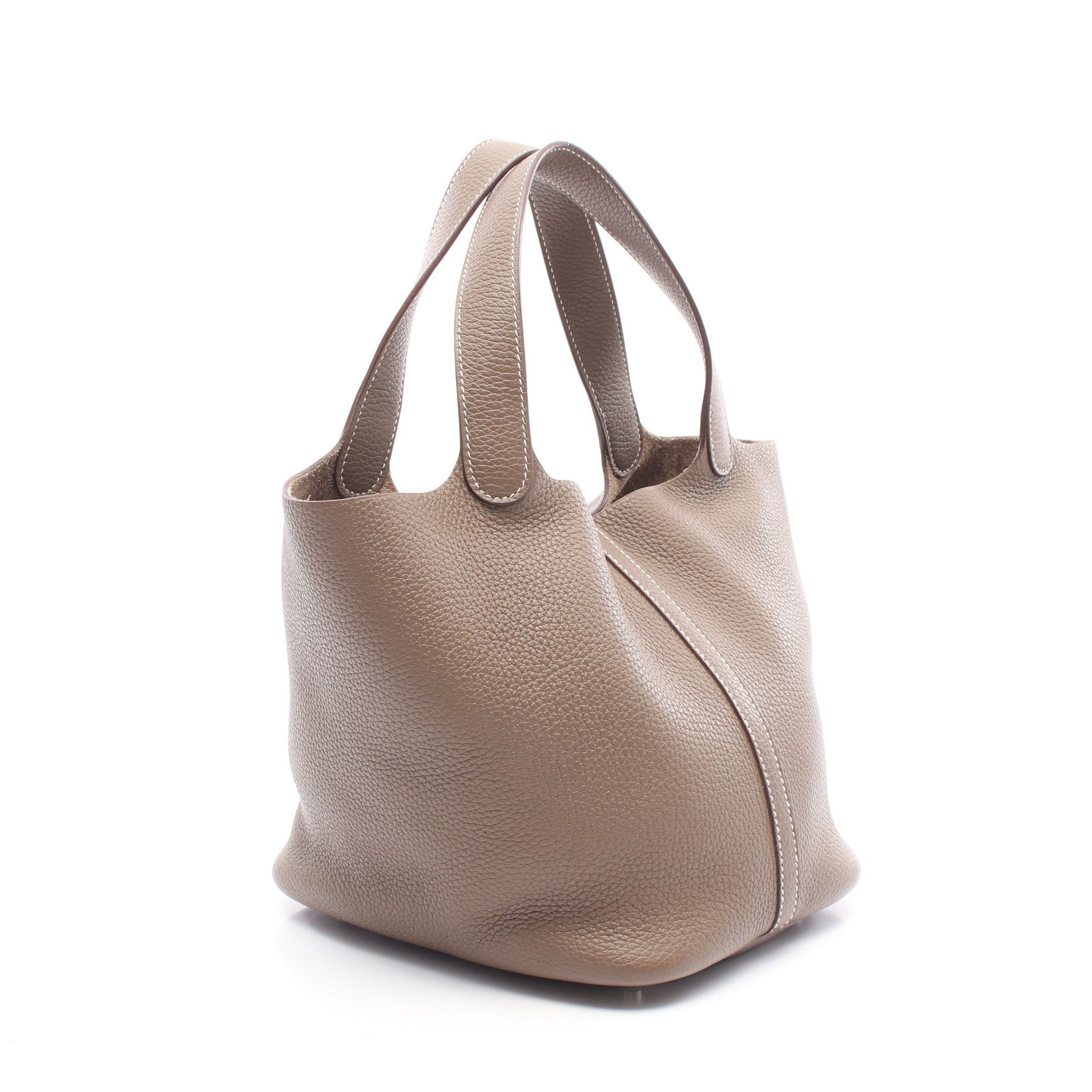 Hermes Hermes Picotan Mm Etoupe Handbag Clemence Leather Gray Brown Silver Hardware Z Stamp Size ONE SIZE - 2 Thumbnail